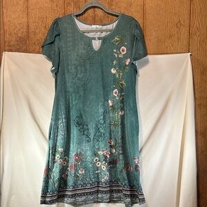 Woman’s Green Floral Swing Dress